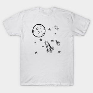 doodle rocket to the moon T-Shirt